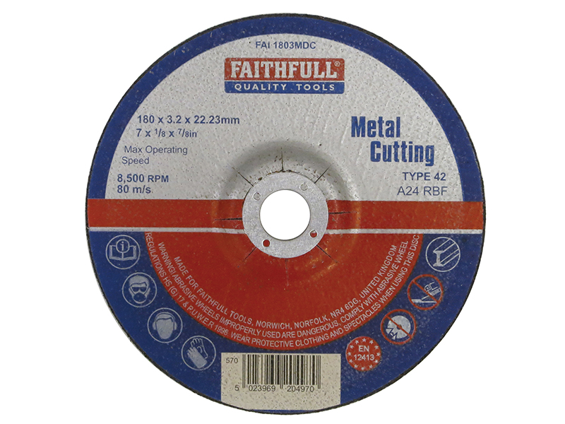 FAI1803MDC - Depressed Centre Metal Cutting Disc 180 x 3.2 x 22.23mm