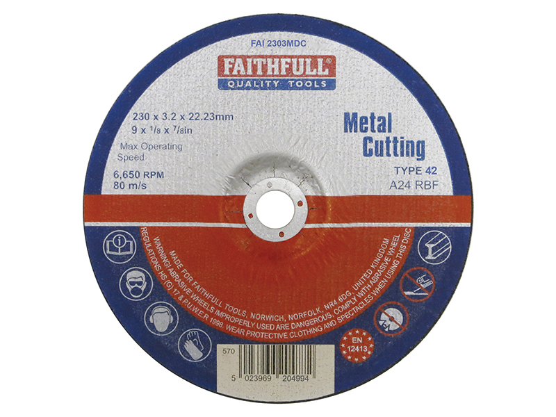 FAI2303MDC - Depressed Centre Metal Cutting Disc 230 x 3.2 x 22.23mm
