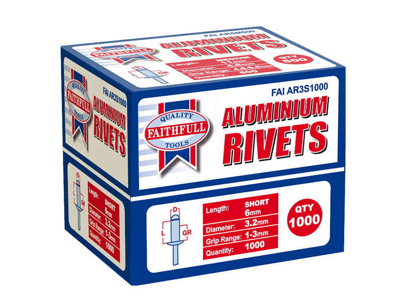 FAIAR3S1000 - Aluminium Rivets 3.2 x 6mm Short Bulk Pack of 1000