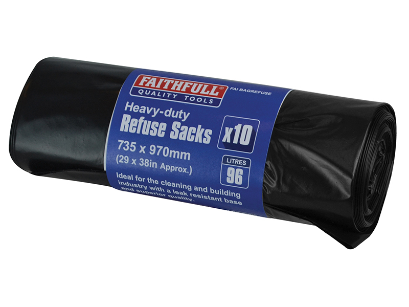 FAIBAGREFUSE - Heavy-Duty Black Refuse Sacks (Roll 10)