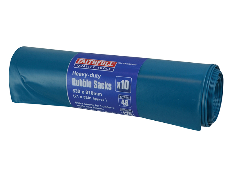 FAIBAGRS10H - Blue Heavy-Duty Rubble Sacks (Roll 10)