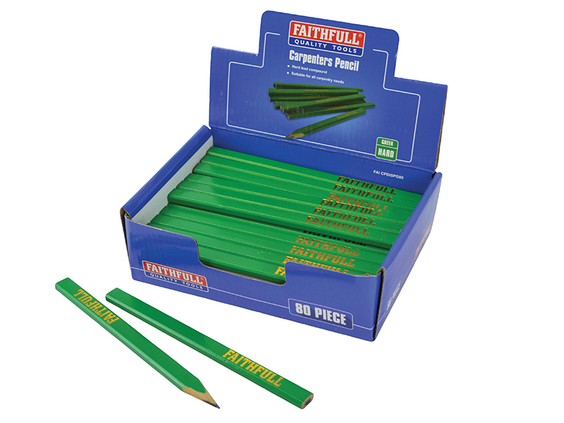 FAICPDISPG80 - Carpenter's Pencils - Green / Hard (Display 80)
