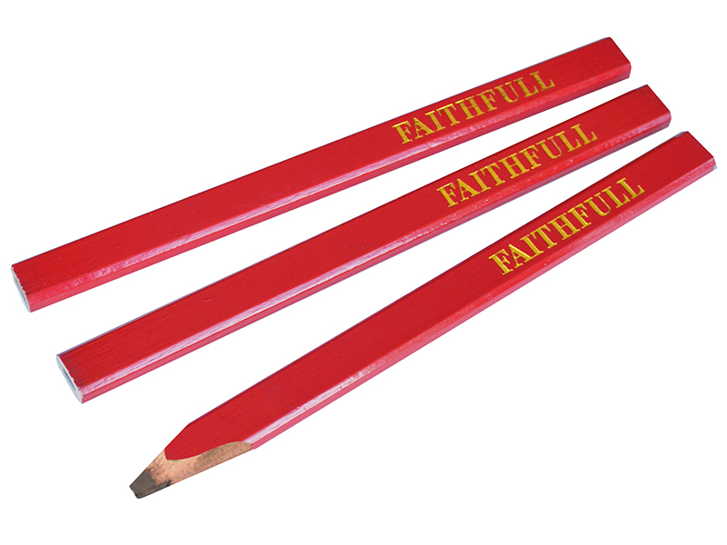 FAICPR - Carpenter's Pencils - Red / Medium (Pack 3)