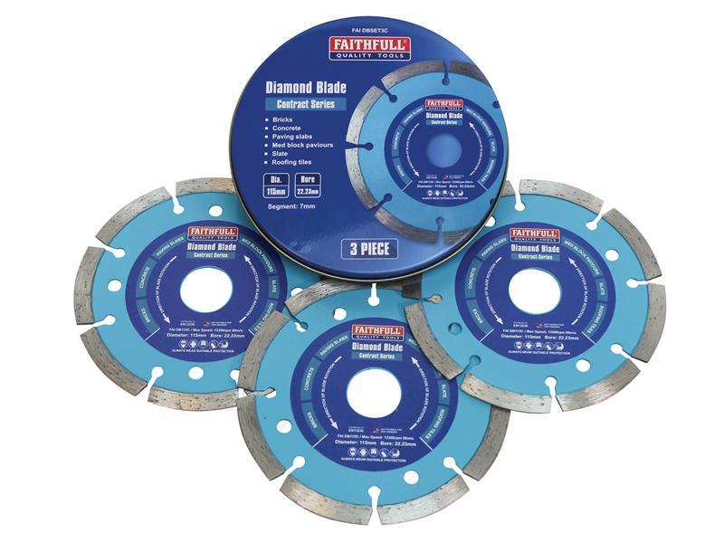FAIDBSET3C - Contract Diamond Blades 115 x 22.2mm (Pack 3)