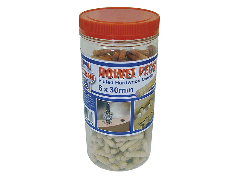 FAIDOW6300T - Wood Dowels Fluted 30 x 6mm (Tub 300)