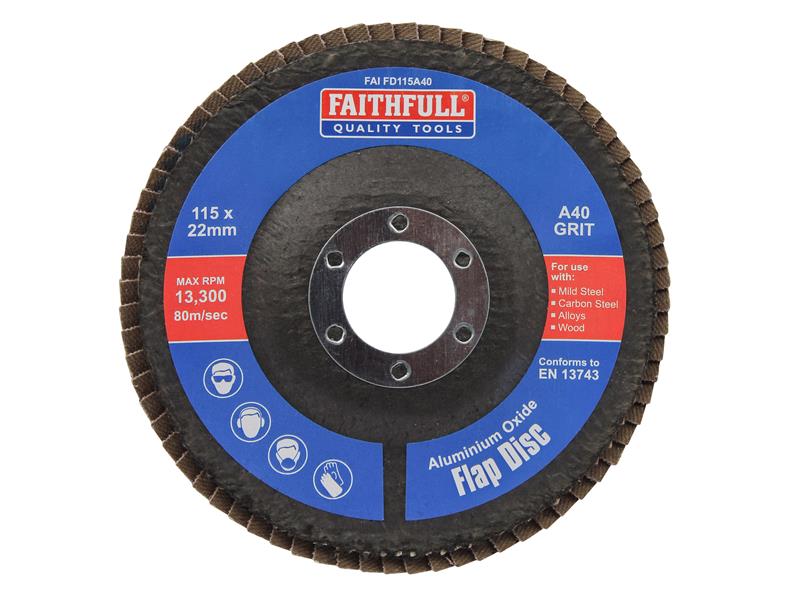 FAIFD115A40 - Aluminium Oxide Flap Disc 115x22mm 40 Grit