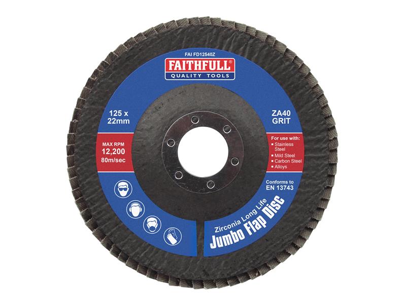 FAIFD12540Z - Zirconia Abrasive Jumbo Flap Disc ZA40 125mm