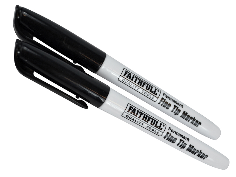 FAIFTMBLK2 - Fibre Tip Marker Pen Black (Pack 2)