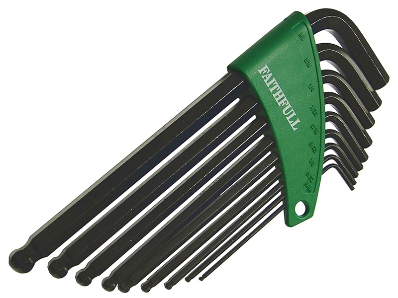 Ball End Long Arm Hexagon Key Set 9 Piece (5/64-3/8in)