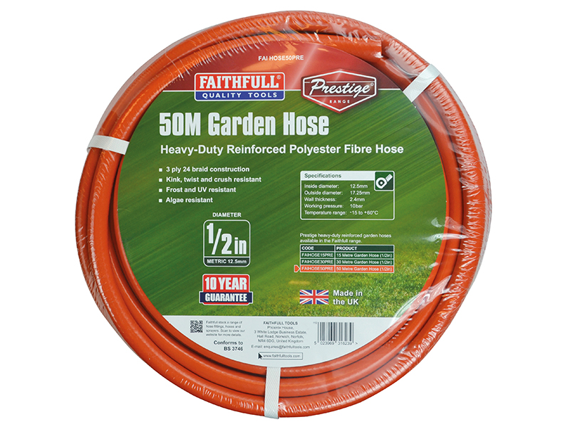 FAIHOSE50PRE - Prestige Heavy-Duty Garden Hose 50m 12.5mm (1/2in) Diameter