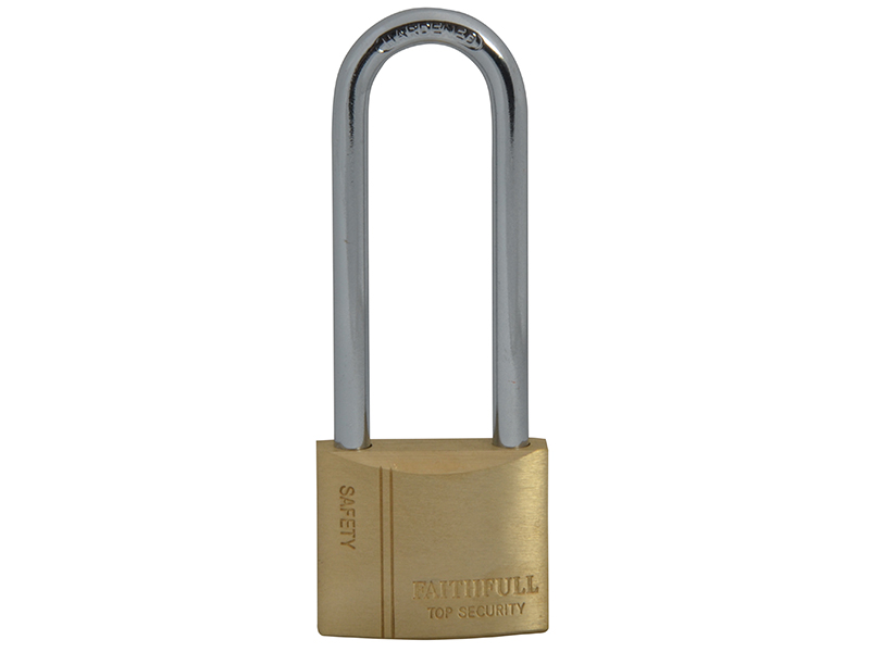 FAIPLB40LS - Brass Padlock 40mm Long Shackle 3 Keys