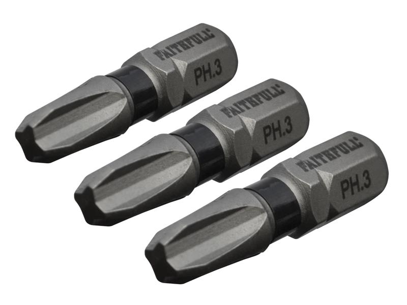 FAISBPH325IM - Philips Impact Screwdriver Bits PH3 x 25mm (Pack 3)