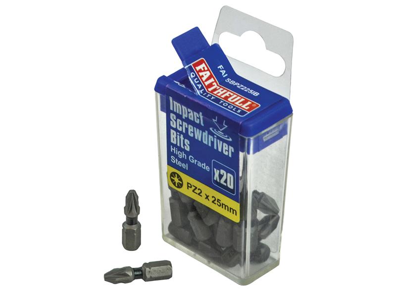 FAISBPZ225IB - Pozi Impact Screwdriver Bits PZ2 x 25mm (Pack 20)