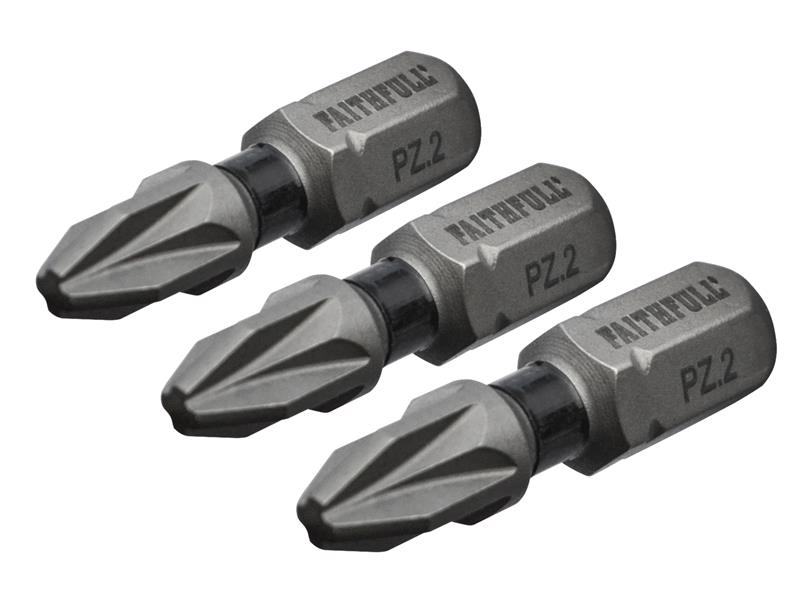 FAISBPZ225IM - Pozi Impact Screwdriver Bits PZ2 x 25mm (Pack 3)