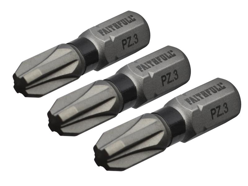 FAISBPZ325IM - Pozi Impact Screwdriver Bits PZ3 x 25mm (Pack 3)