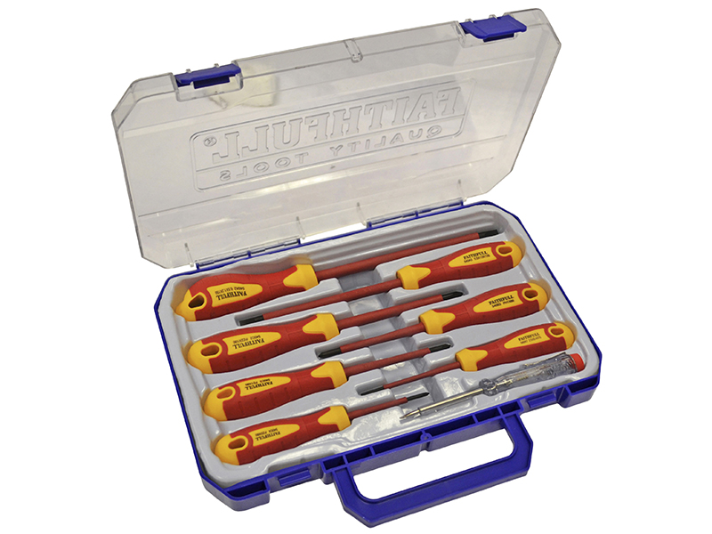 VDE Soft Grip Screwdriver Set (Case) 8 Piece SL/PZ/PH/Tester