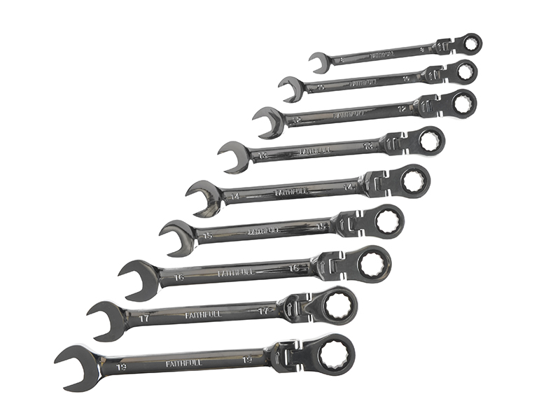 Ratchet Combination Spanner Flex Head Set 9 Piece