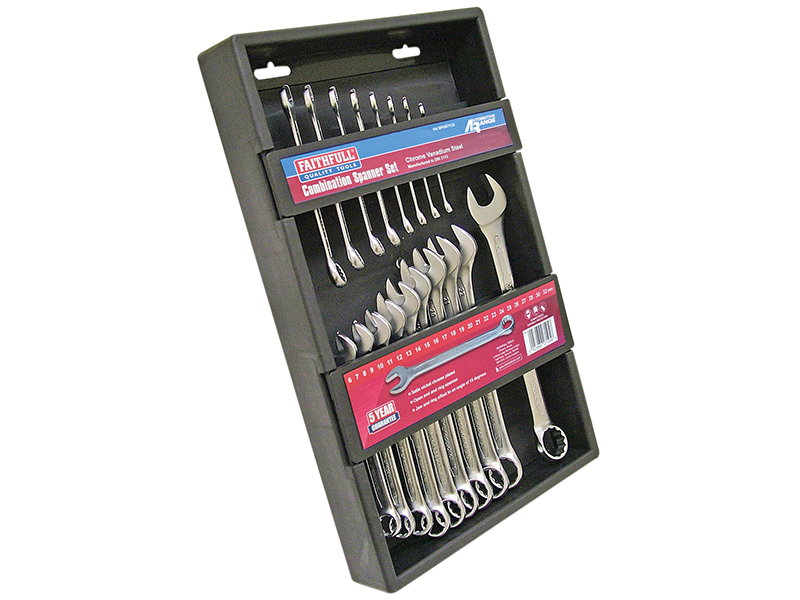 Chrome Vanadium Combination Spanner Set 18 Piece