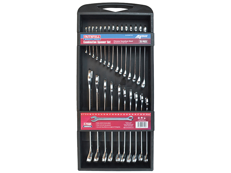 Chrome Vanadium Comb Spanner Set 25 Piece