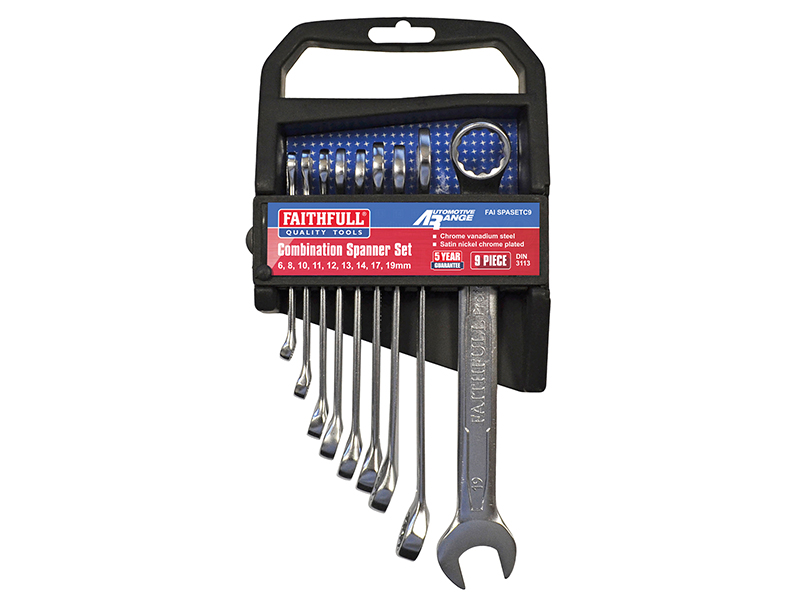 Chrome Vanadium Combination Spanner Set 9 Piece