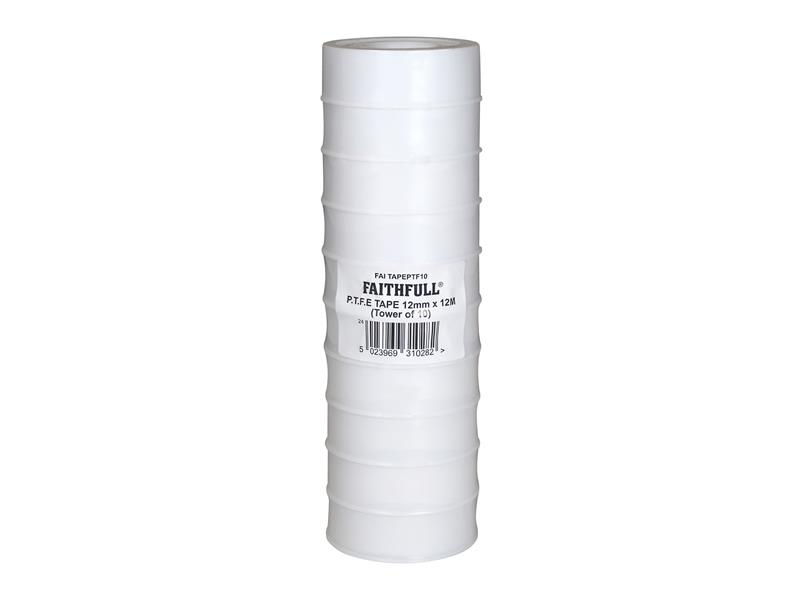 FAITAPEPTF10 - P.T.F.E Tape 12mm x 12m White (Pack 10)