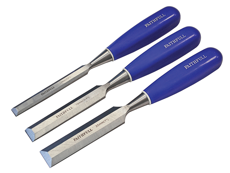 Bevel Edge Chisel Blue Grip Set 3 Piece