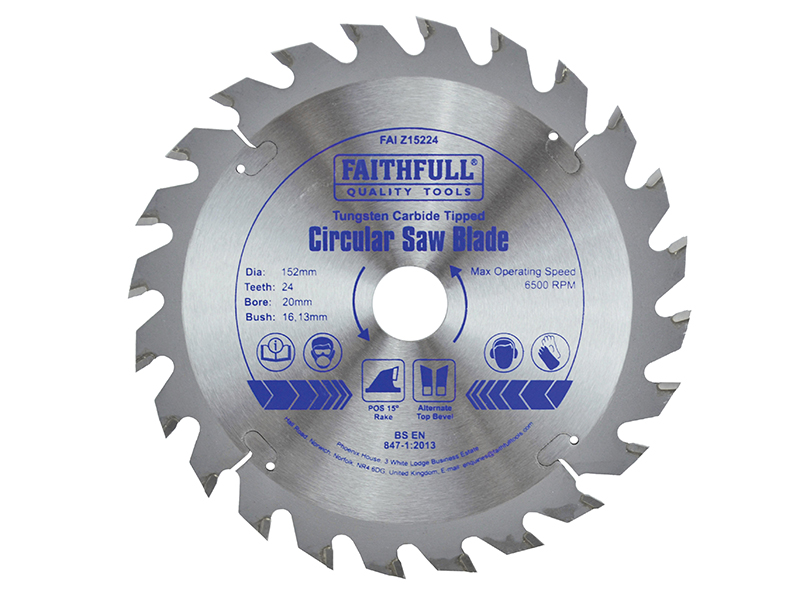 FAIZ15224 - TCT Circular Saw Blade 152 x 20mm x 24T POS