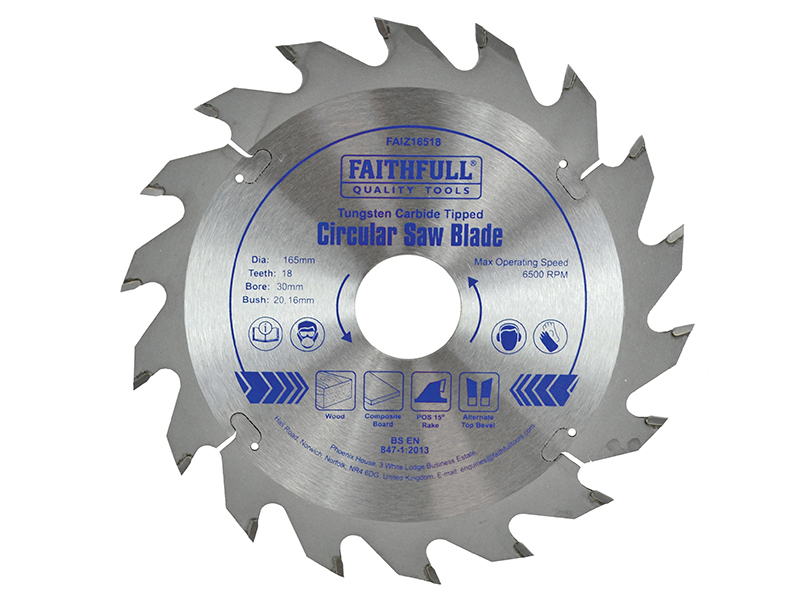 FAIZ16518 - TCT Circular Saw Blade 165 x 30mm x 18T POS