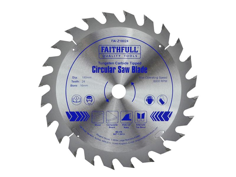 FAIZ18024 - TCT Circular Saw Blade 180 x 16mm x 24T POS