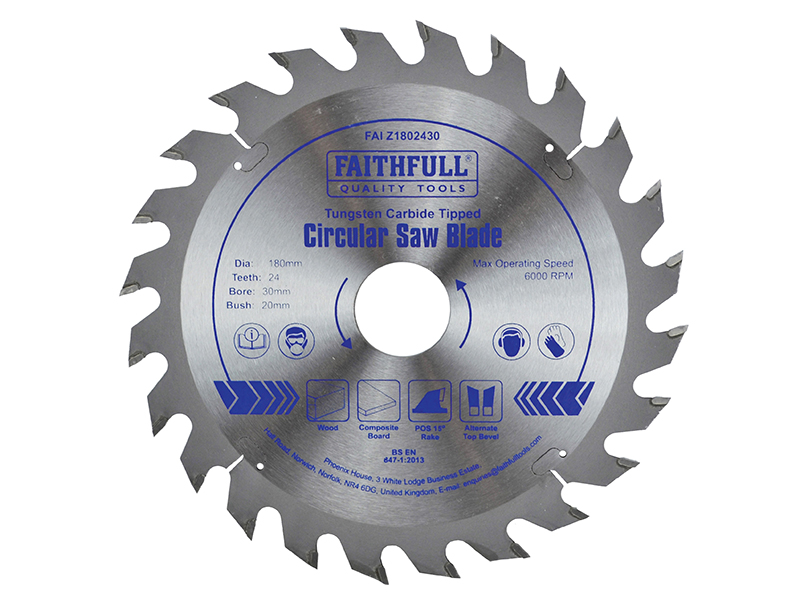 FAIZ1802430 - TCT Circular Saw Blade 180 x 30mm x 24T POS