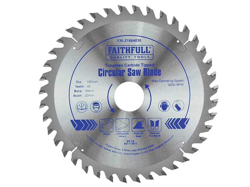 FAIZ1804030 - TCT Circular Saw Blade 180 x 30mm x 40T POS