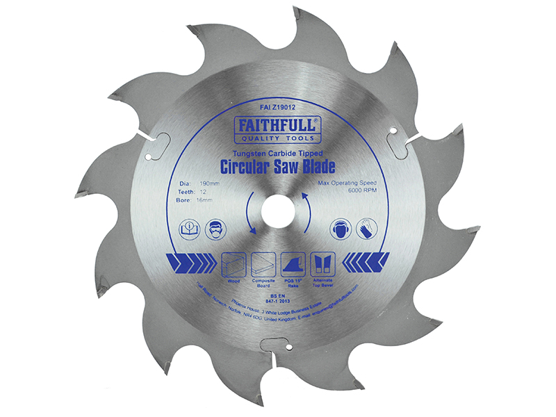 FAIZ19012 - TCT Circular Saw Blade 190 x 16mm x 12T POS