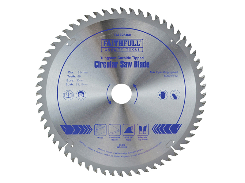 FAIZ25460 - TCT Circular Saw Blade 254 x 30mm x 60T POS