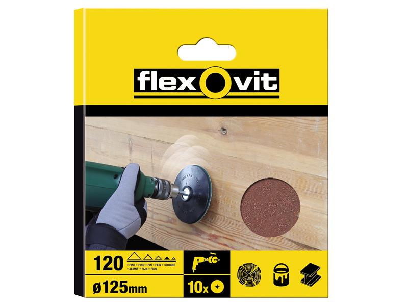 FLV26377 - Drill Mountable Discs 125mm Coarse 50G (Pack 10)