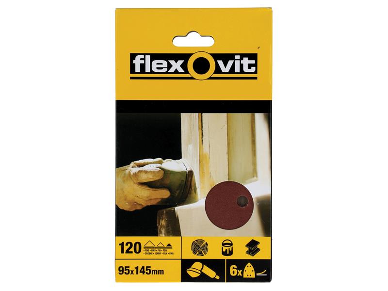 FLV26409 - Detail Hook & Loop Sanding Sheets 95x145mm Fine 120G (Pack 6)