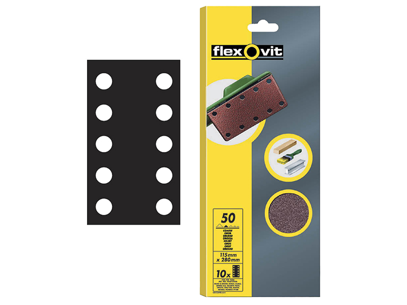 FLV26499 - 1/2 Sanding Sheets Perforated Medium 80 Grit (Pack 10)