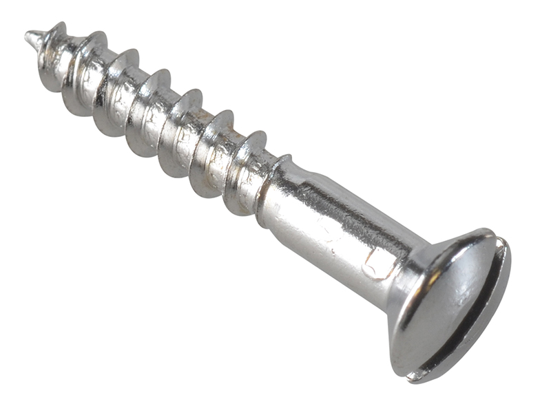 FOR185536 - Multi-Purpose Screw SL Raised Head Chrome Plated 4.0 x 25mm ForgePack 35