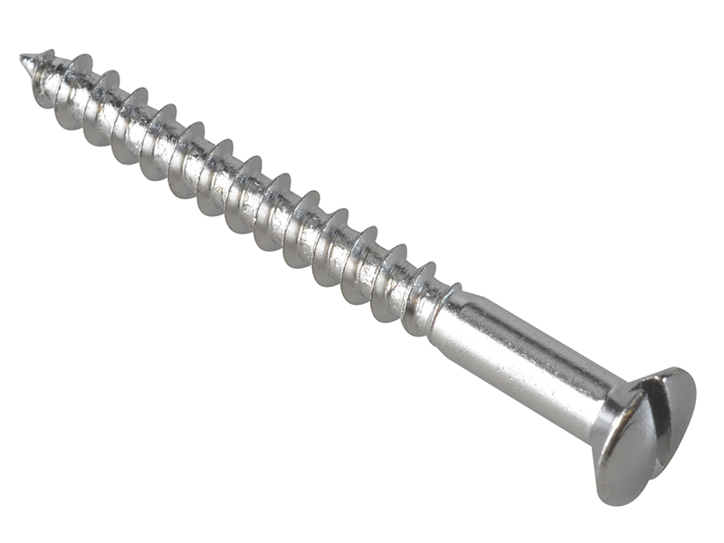 FOR185598 - Multi-Purpose Screw SL Raised Head Chrome Plated 4.0 x 40mm ForgePack 20