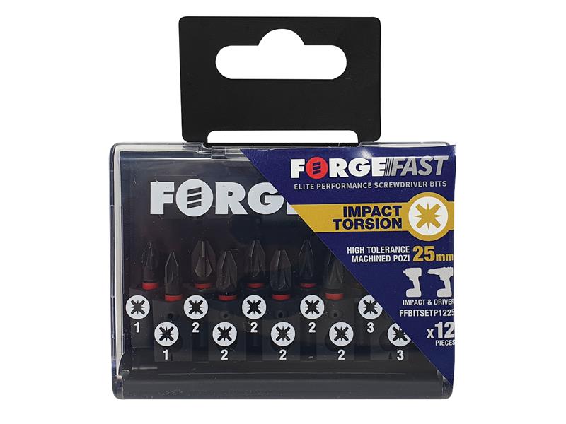 ForgeFast Pozidriv Compatible Impact Bit Set 12 Piece