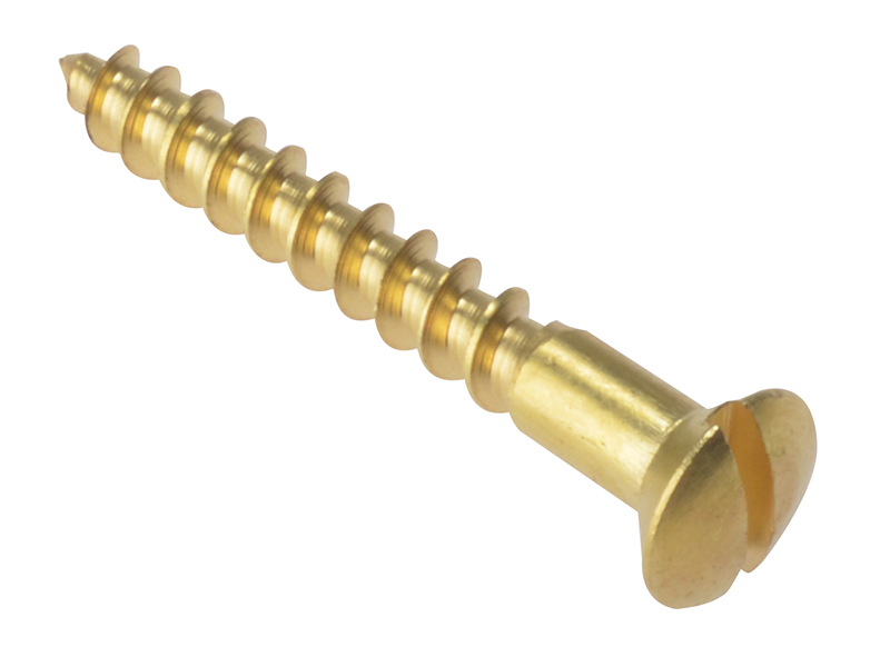 FORRAH1128BR - Wood Screw Slotted Raised Head ST Solid Brass 1.1/2in x 8 Box 200