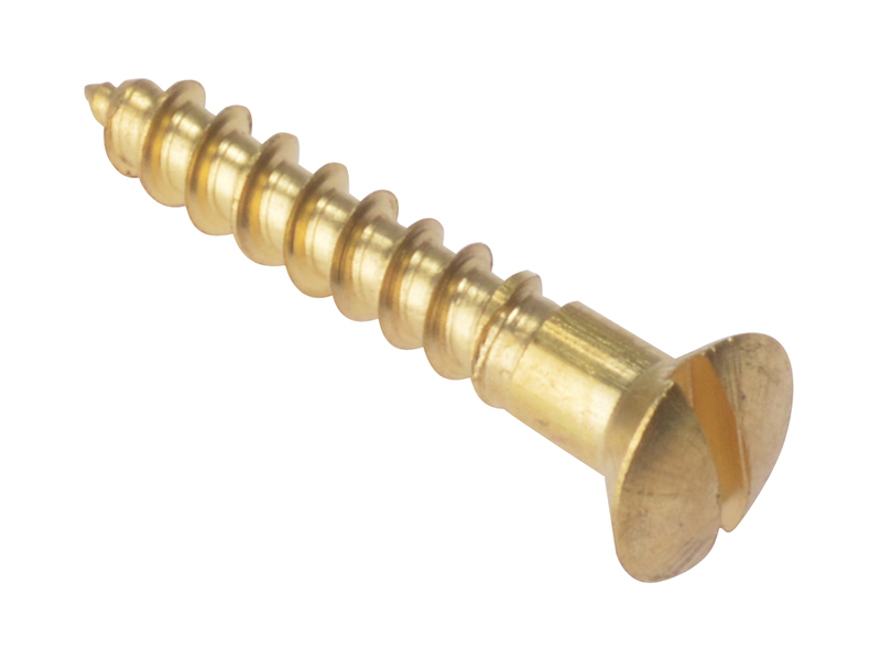FORRAH18BR - Wood Screw Slotted Raised Head ST Solid Brass 1in x 8 Box 200