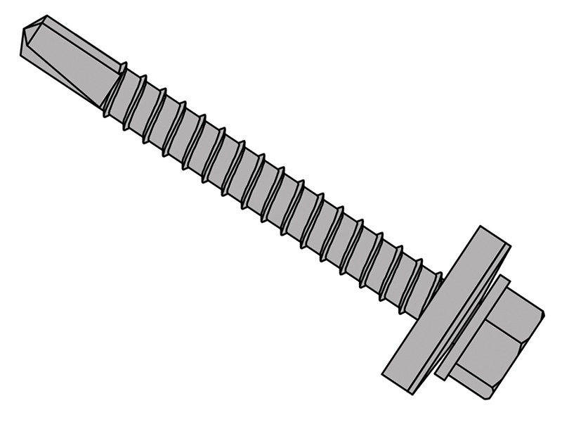 FORTFHW5538L - TechFast Roofing Sheet to Steel Hex Screw & Washer No.3 Tip 5.5 x 38mm Box 100
