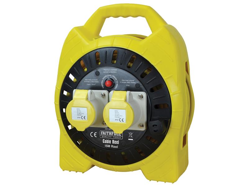 FPPCR15MSEL - Semi-Enclosed Cable Reel 110V 16A 2-Socket 15m (1.5mm Cable)