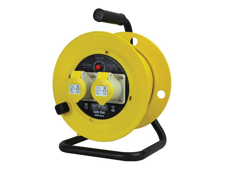 FPPCR25ML - Open Drum Cable Reel 110V 16A 2-Socket 25m (1.5mm Cable)