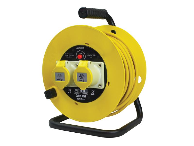 FPPCR25ML25 - Open Drum Cable Reel 110V 16A 2-Socket 25m (2.5mm Cable)