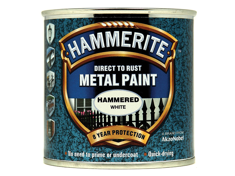 HMMHFW250 - Direct to Rust Hammered Finish Metal Paint White 250ml