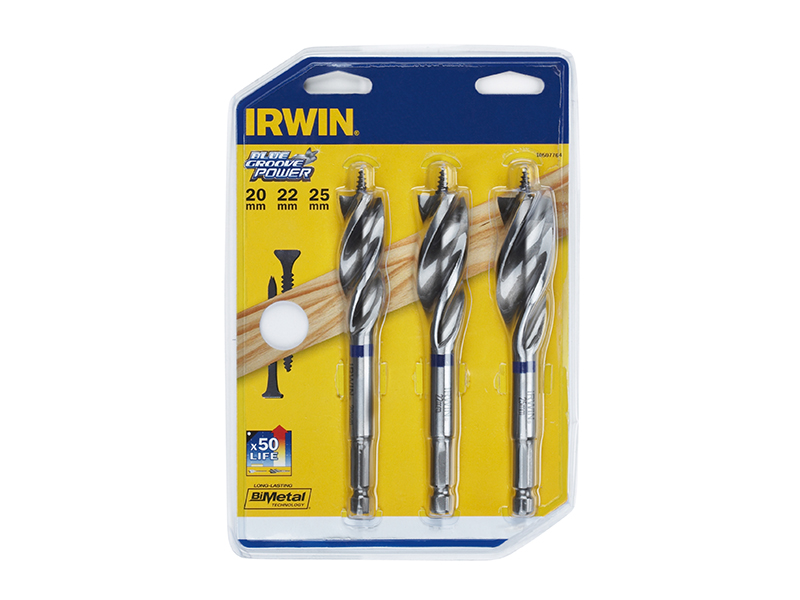 Blue Groove Wood Power Bit Set 3 Piece 20 22 & 25mm