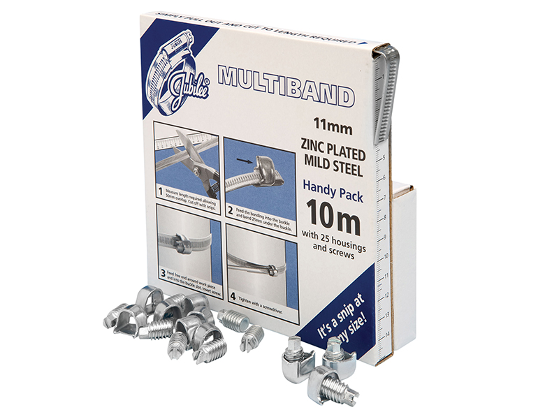 JUB1708 - Multiband Mild Steel Handy Pack 11mm (10m + 25 Housings/Screws)