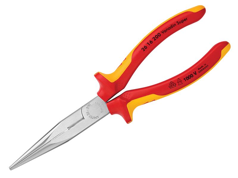 KPX2616200 - VDE Long Snipe Nose Side Cutting Pliers 200mm