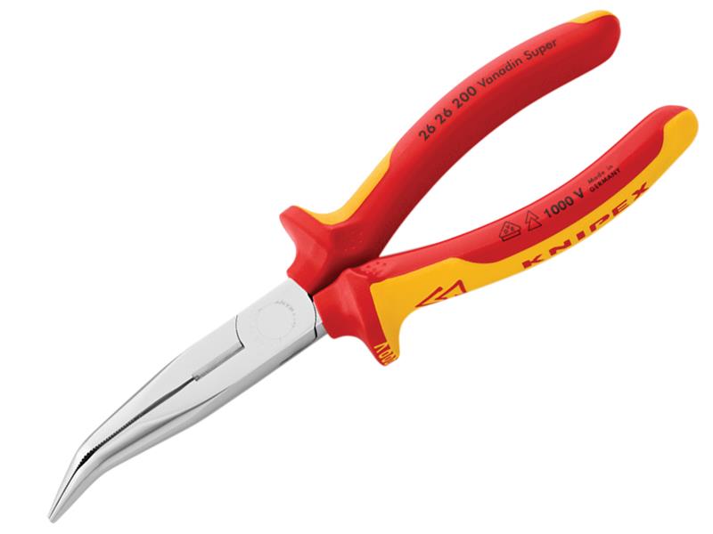 KPX2626200 - VDE Long Bent Snipe Nose Side Cutting Pliers 200mm